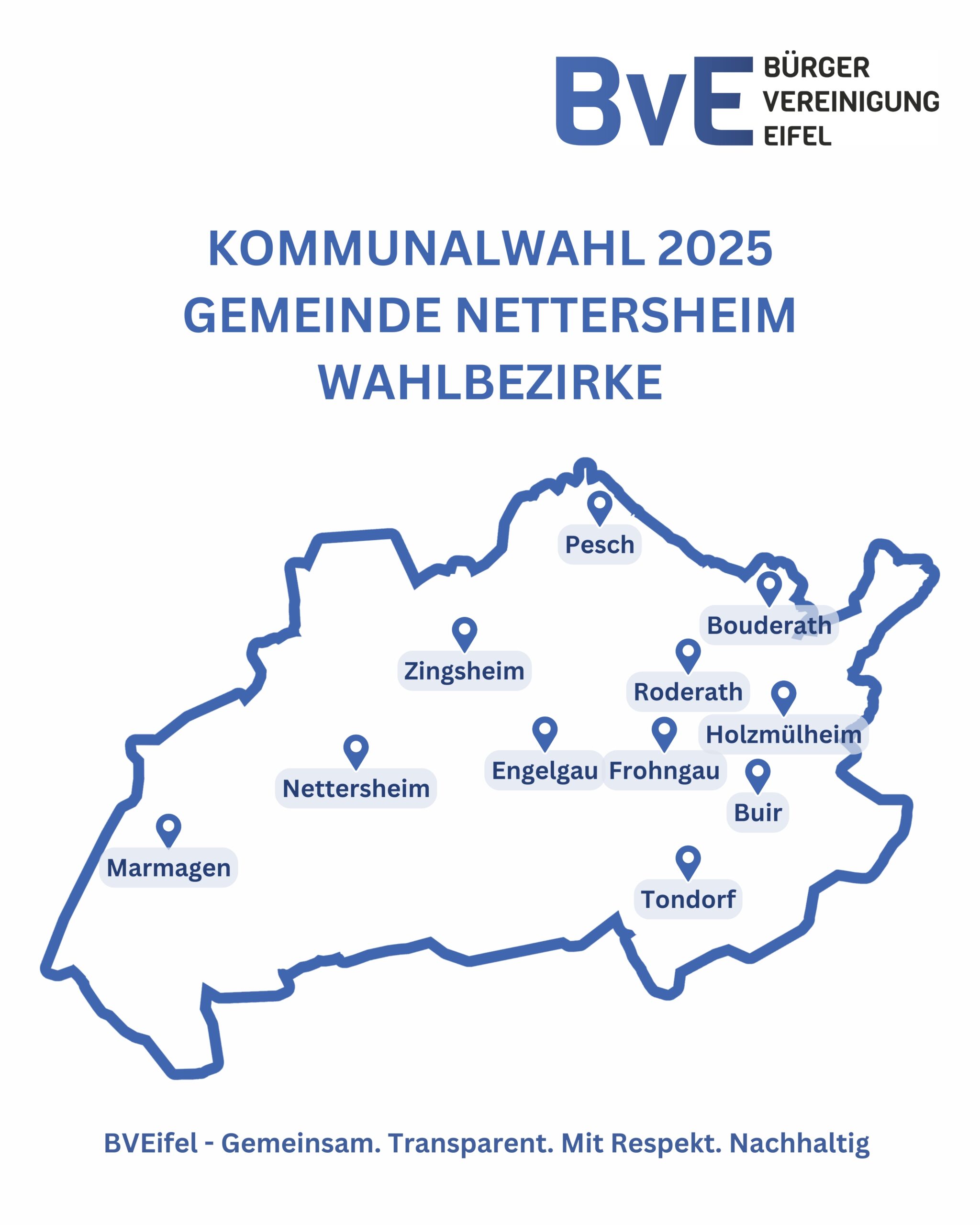 Kommunalwahl 2025 – Wahlbezirke in der Gemeinde Nettersheim